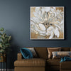 Golden White Peony I Framed Embellished Canvas Wall Art Print - 30x30